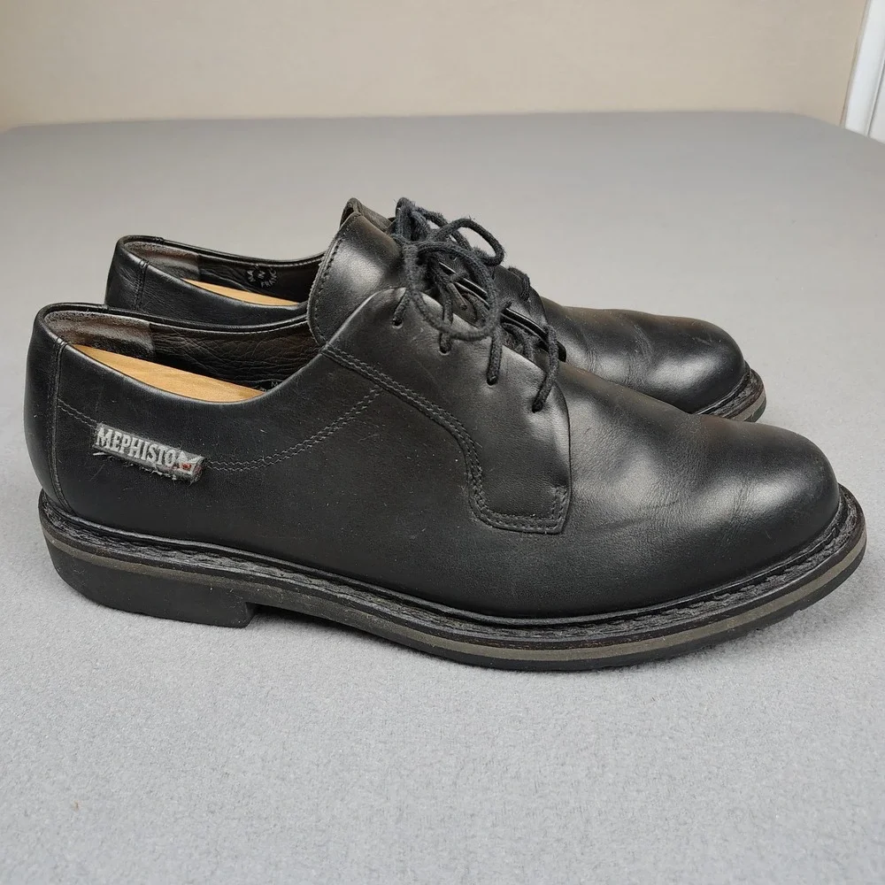 Mephisto Manko Black Leather Oxford Mens 10 Shoes Lace Up UK 9.5 Made In France